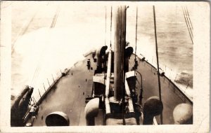 Military Ship High Seas from Above Deck Real Photo Postcard Z11