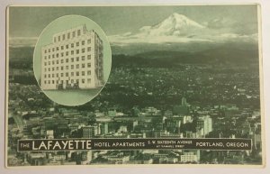 PORTLAND, OREGON Hotel Apartments THE LAFAYETTE Mt. Hood c1920s Antique Postcard