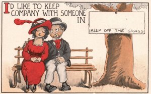 Vintage Postcard I'd Like To Keep Company With Someone Comic Couple Moments