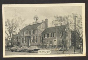 NEW CASTLE DELAWARE THE COURT HOUSE OLD CARS VINTAGE POSTCARD