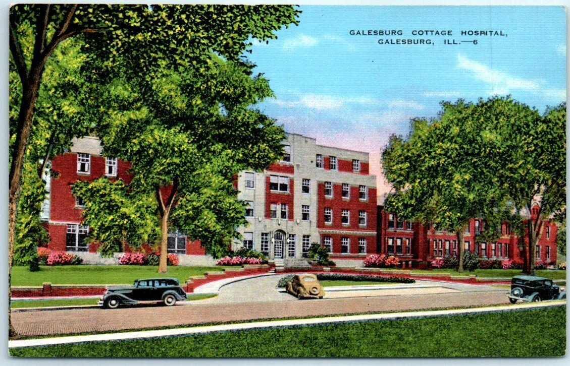 Postcard Galesburg Cottage Hospital, Galesburg, Illinois United