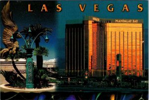 2~4X6 Postcards Las Vegas NV Nevada MANDALAY BAY & BELLAGIO HOTEL & CASINO/Night