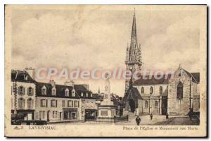 Old Postcard Landivisiau place of the church and war memorial