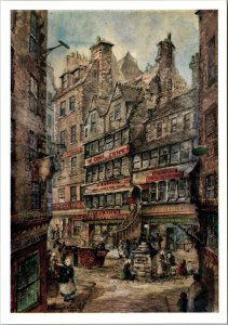 Scotland Edinburgh Allan Ramsay's Shop Watercolor By Mrs J Sewart Smith