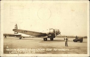 Hampton Virginia VA Langley Field Medium Bomber Airplane Real Photo Postcard