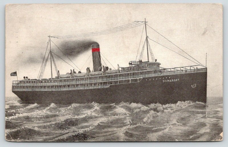 Savannah GA Cancel~Picture of Our Boat~SS Somerset Steamer~Lovely Voyage~1914