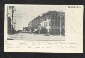 CHEYENNE WYOMING DOWNTOWN DOWNTOWN STREET SCENE 1907 VINTAGE POSTCARD