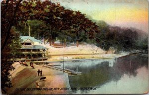 West Virginia Chester Rock Springs Park The Lake and Pavilion 1907 Rotograph