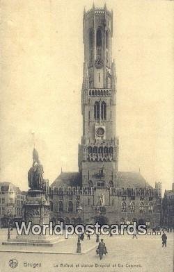 Le Beffroi et statue Breydel et De Coninck Bruges, Belgium Writing On Back 