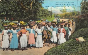 Kingston Jamaica 1928 Postcard Going To Market Yams Canes Constant Spring Road