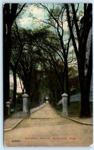 SPRINGFIELD, Massachusetts MA ~ CEMETERY AVENUE Street Scene 1910s Postcard