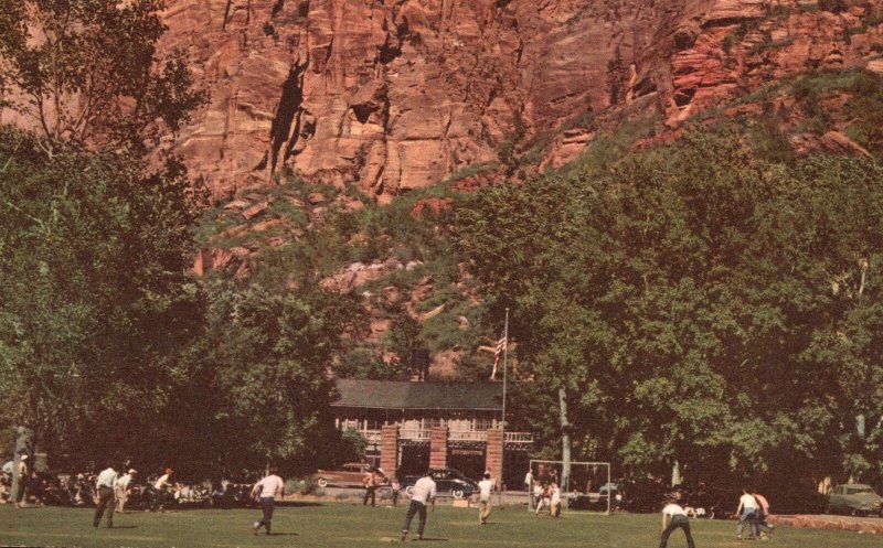 Vintage Postcard Zion Lodge Games Recreational Park Zion National Park Utah UT