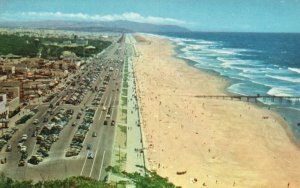Vintage Postcard Beach and Great Highway Ocean Beach San Francisco California CA