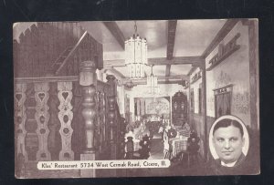 CICERO ILLINOIS KLAS RESTAURANT WEST CARMAK ROAD ADVERTISING POSTCARD 1918