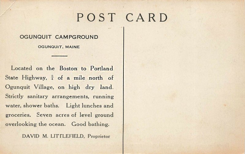 Ogunquit ME Campground Old Cars Postcard