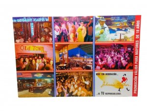 Bogart Cafe Harleys Disco Old Town Cafe Malaga Spain Vtg Multiview  Postcard