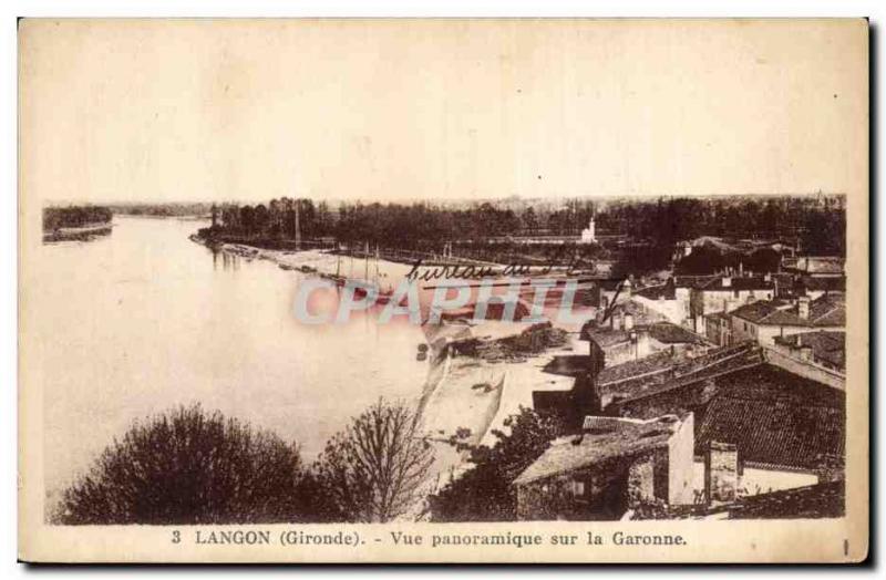 Langon Old Postcard Panoramic view of the Garonne