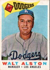 1960 Topps Baseball Card Walt Alston Manager Los Angeles Dodgers sk10548