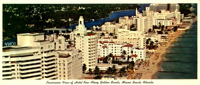 FL - Miami Beach. Panoramic View, Hotel Row (3.5 X 8.25). 