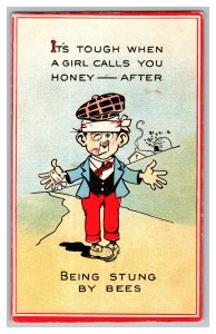 It's Tough When A Girl Calls You Honey After Being Stung Standard View Postcard