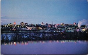 Edmonton Alberta Skyline Night View Vintage Postcard H33