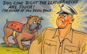 Leathernecks Devil Dogs Marines Military Comic 1944 WWII Vintage Postcard