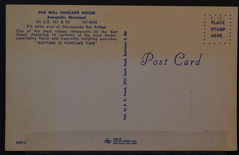 Annapolis, MD - Old Mill Pancake House - US 301 & 50