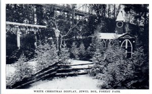 1940s White Christmas Display Jewel Box Forest Park St. Louis MO Postcard