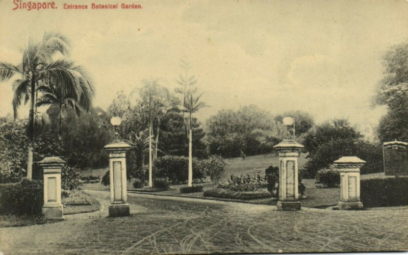 PC CPA SINGAPORE, ENTRANCE BOTANICAL GARDEN, Vintage Postcard (b18727)