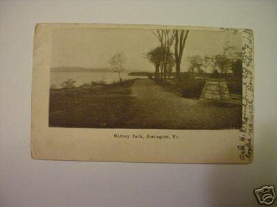 1916 Battery Park Burlington Vermont Postcard