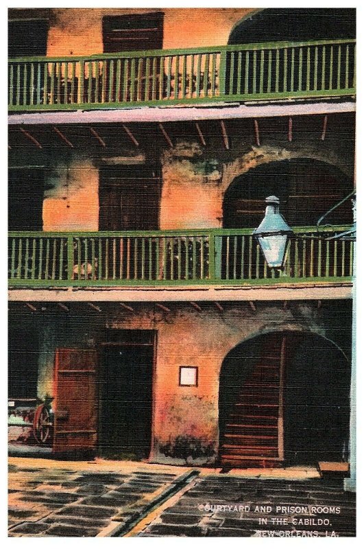 Courtyard and Prison Rooms in the Cabildo- 1940s Vintage Postcard- New Orleans