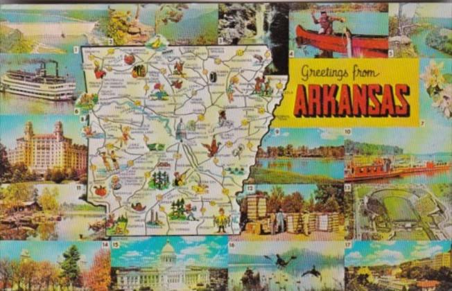 Greetings From Arkansas With Map