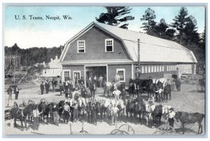 Neopit Wisconsin Postcard US Teams Exterior View Building c1910 Vintage Antique