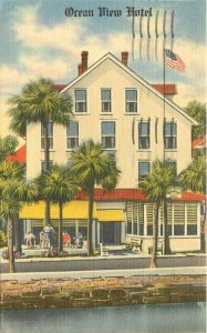 1952 Ocean View Hotel St Augustine Florida Tichnor linen Postcard 21-2875
