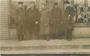 Advertising C-1910 Men Trench Coats Tobacco RPPC Photo Postcard 20-2818