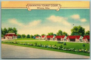 Hiawatha Tourist Court Motel Winona Mississippi MS UNP Linen Postcard J9