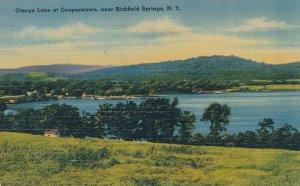 Otsego Lake at Cooperstown near Richfield Springs NY, New York - pm 1952 - Linen