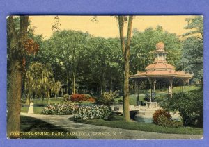 Saratoga Springs, New York/NY Postcard, Congress Spring Park