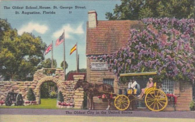 Florida St Augustine Horse and Carriage At The Oldest School House In The Uni...