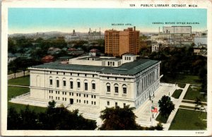 Vtg 1920s Public Library Detroit Michigan MI Postcard