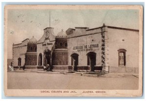 1925 Local Courts and Jail Juarez Mexico New Orleans LA Hand-Colored Postcard