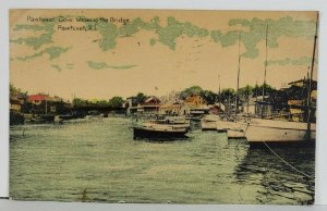 Pawtuxet RI View of Pawtuxet Cove Showing the Bridge 1911 to Phila Postcard Q17