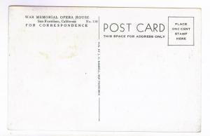 War Memorial Opera House, San Francisco, California, unused Postcard