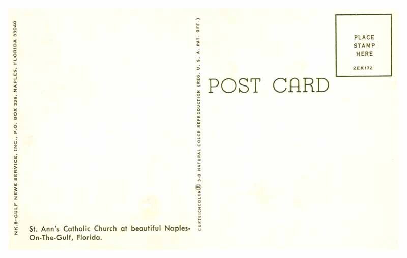 Postcard CHURCH SCENE Naples Florida FL AP0120