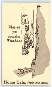 CRIPPLE CREEK, CO Colorado ~ Roadside HOME CAFE c1950s Teller County Postcard