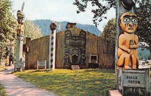 Indian Totem Poles WRANGELL, ALASKA Shakes Island ca 1950s Vintage Postcard