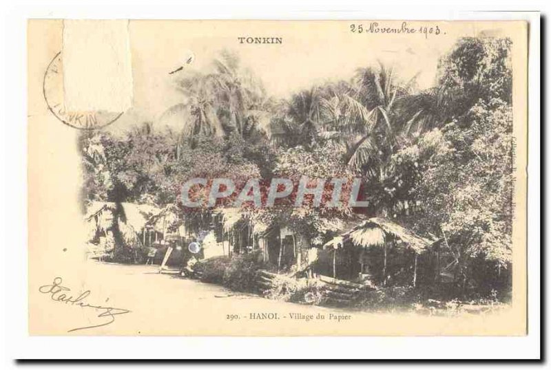 Tonkin Indochina Hanoi Old Postcard Village paper