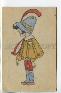 461479 HAND PAINTED Beggar Girl FASHION Vintage postcard 1917 year RUSSIA