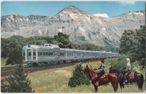DENVER ZEPHYR Burlington Route Train Cowboy Horses Colorado 1950s Postcard