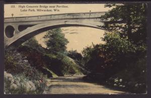 High Concrete Bridge,Lake Park,Milwaukee,WI Postcard